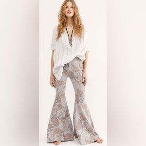 FREE PEOPLE We The Free Just Float On Printed Flare Jeans
